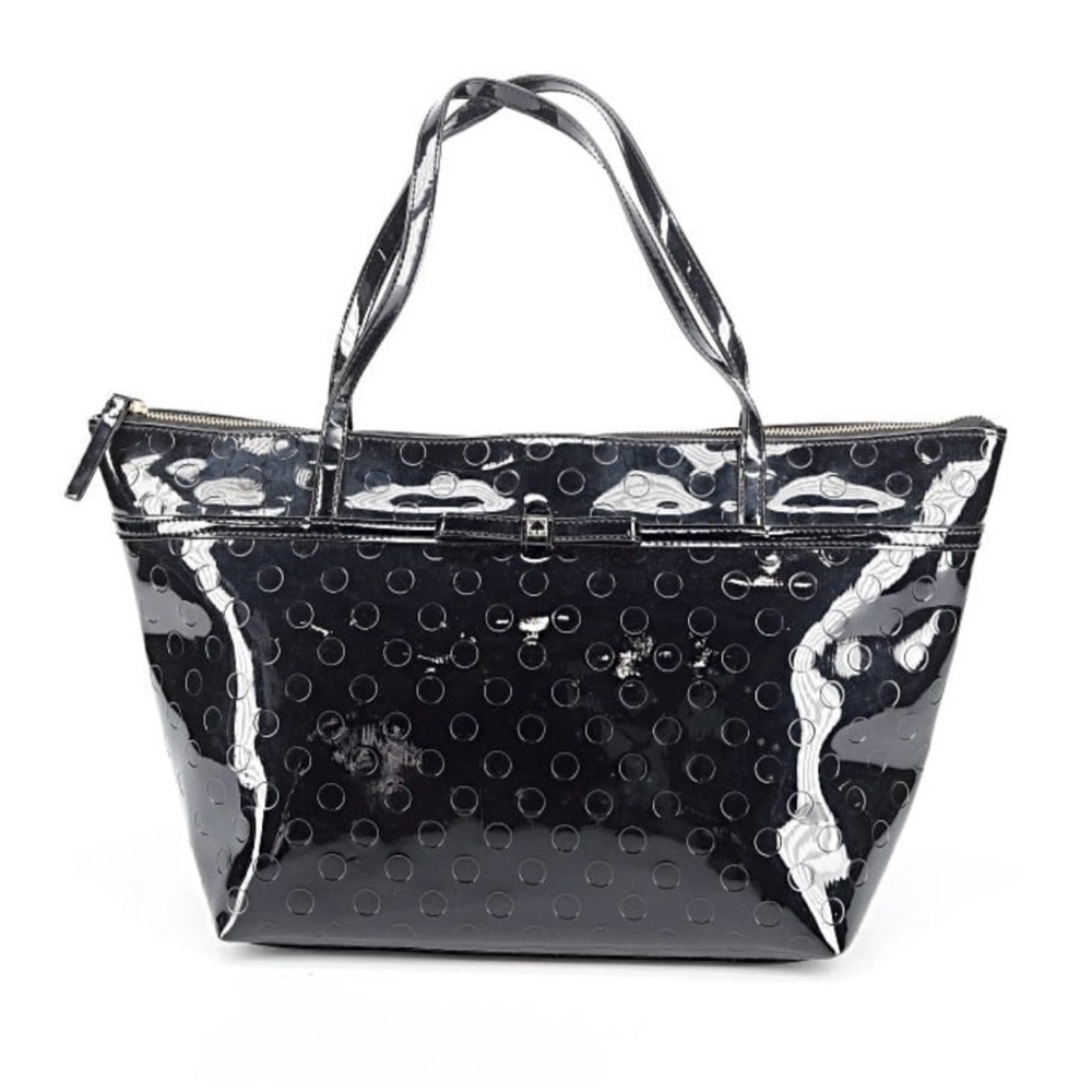 KATE SPADE SOPHIE CAMELLIA Black Patent Tote Bag Like New Condition